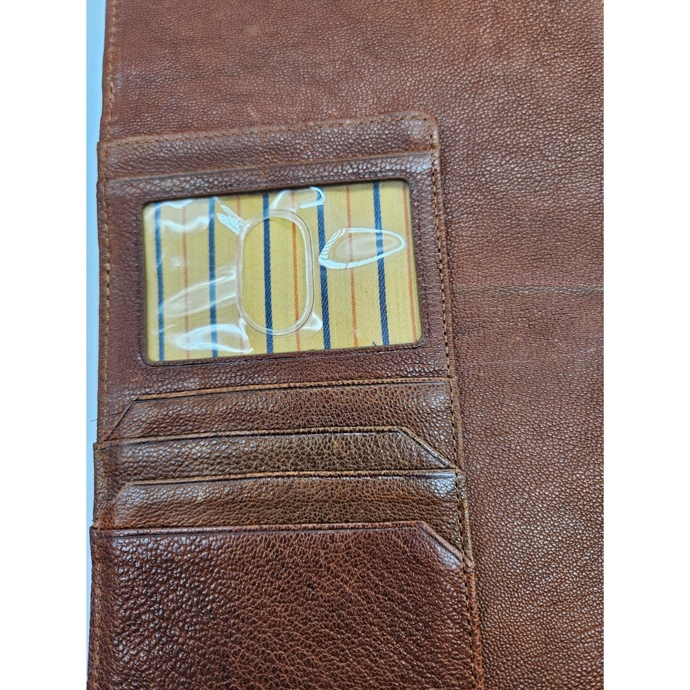 Johnston & Murphy J&M 1850 Brown Leather Portfolio Padfolio Organizer Striped - Picture 7 of 16